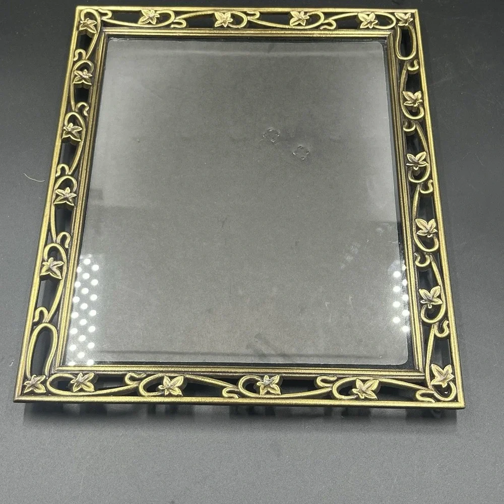 Vintage Brass Tone Metal Picture Frame with Filigree Ivy Vine Pattern 9 1/2 x 11